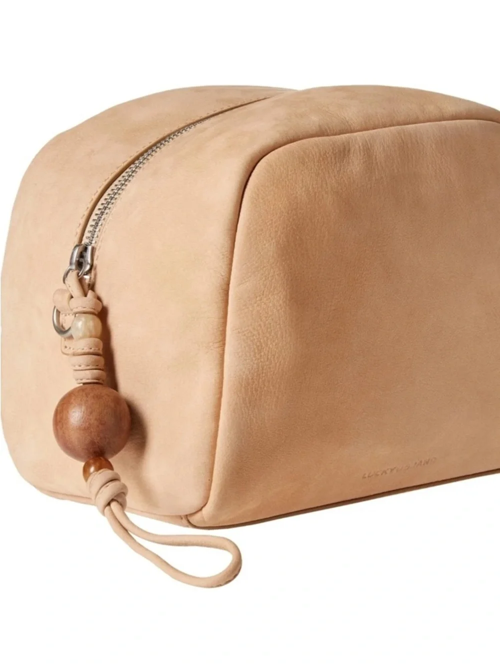 Lucky Brand Kata Genuine Leather Crossbody Bag Dusty Sand with Beaded Tassel